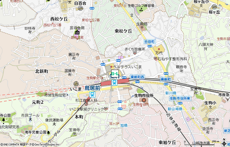 アイシティ　近鉄生駒店付近の地図